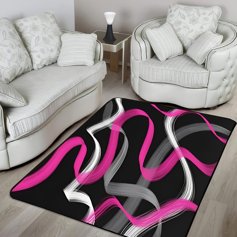 Hot Home Of Textiles - Geometrisch gestreifter Teppich in Pink und